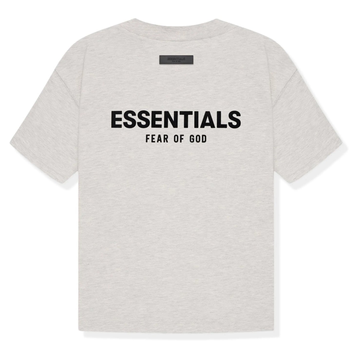 Fear of God Essentials Tee SS22 Front & Back Light Oatmeal